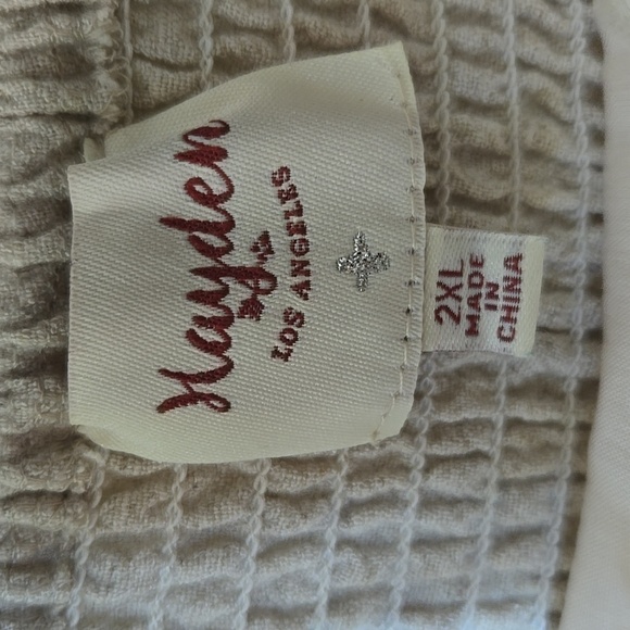 Hayden Los Angeles Smocked Peasant Blouse 2XL Cottagecore Milkmaid Vanilla Girl - Picture 3 of 11